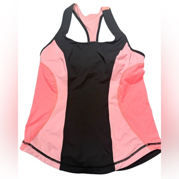 Lululemon Cardio Kick Tank Top Black / Bleached Coral Pink/Pop Orange Sz10 EUC - Picture 3 of 13